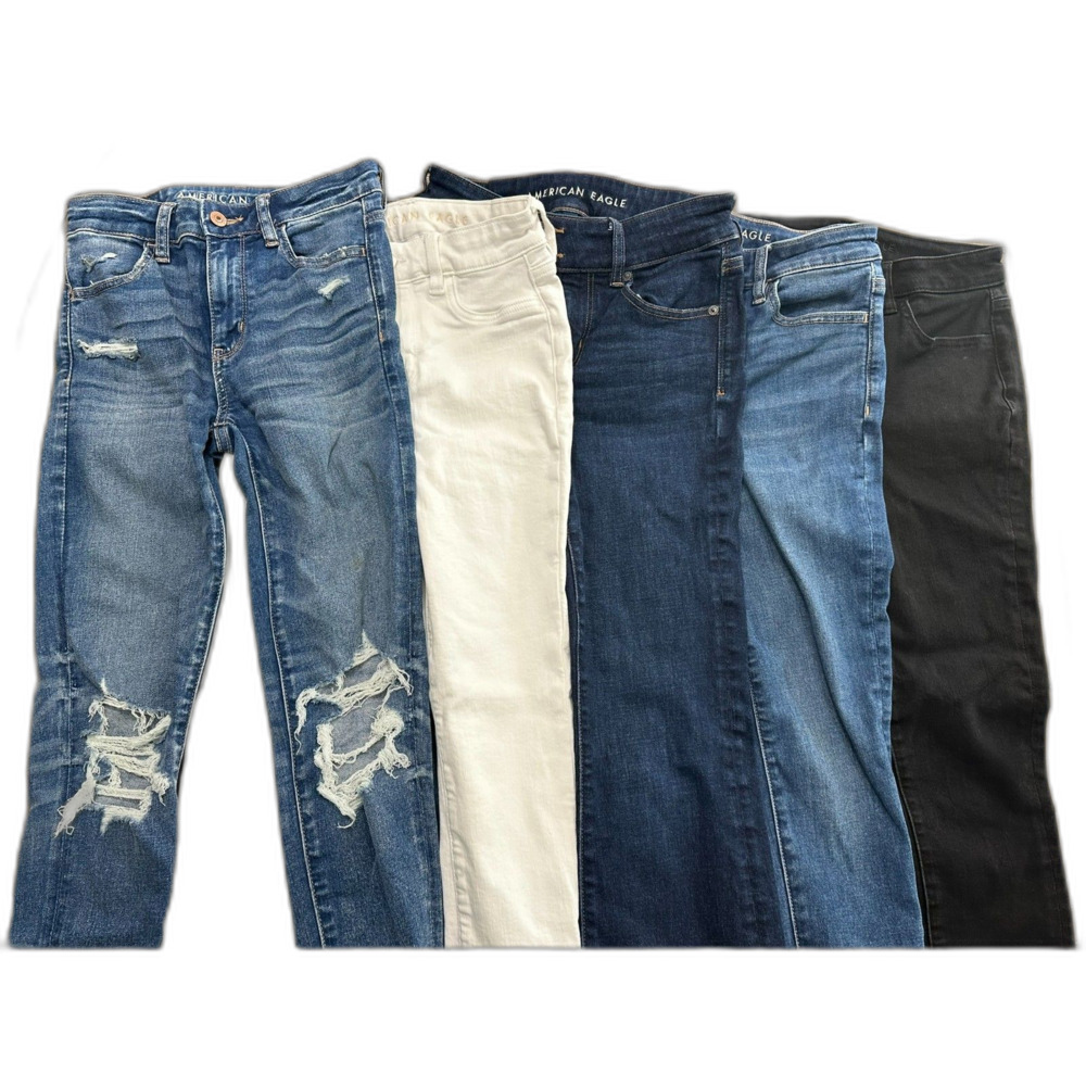 American Eagle Womens Jeans Lot of 5 Size 2 Skinny Jegging Distressed Denim